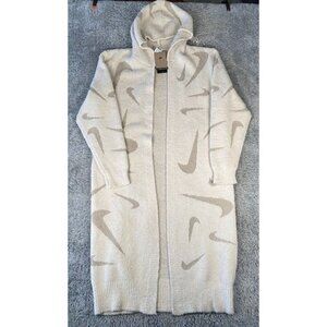 Nike Phoenix Cozy Boucle Long Knit Cardigan Size Small Light Orewood Brown